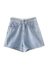 90er Blaue Shorts mit hoher Taille