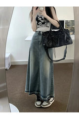 90s Vintage Long Denim Skirt