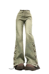 Fall 90s Wide Leg Green Jeans
