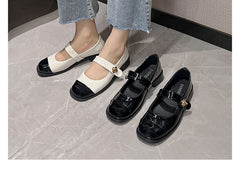 Cap Toe Chunky Heel Mary Jane Shoes