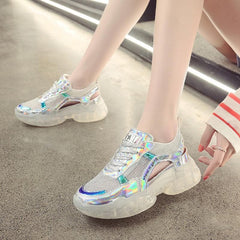White/Pink Hologram Hallow Out Jelly Shoes