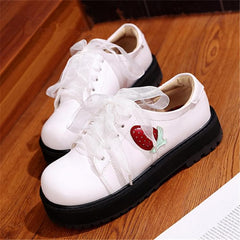 White/Black/Pink Harajuku Strawberry Laced Lolita Shoes