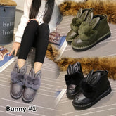 Black/Green/Grey Fluffy Rabbit Ears Sneakers