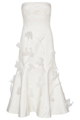 Lydia Floral Applique Strapless Midi Dress