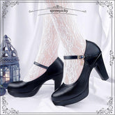 Gothic Lolita Style Black/White High Heels Shoes