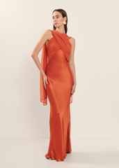 Cecillia Bias Cut Backless Satin Maxi Dress