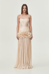 Chloe Strapless Ruffle Maxi Dress
