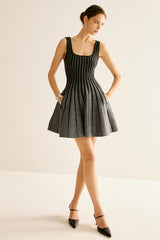 Arlene Square Neck Stripe Mini Dress