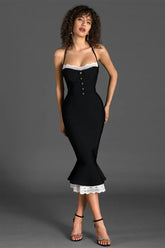 Katherine Lace Trim Mermaid Midi Dress