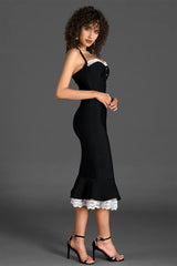 Katherine Lace Trim Mermaid Midi Dress