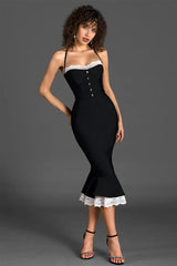 Katherine Lace Trim Mermaid Midi Dress