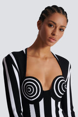 Doris Sweetheart Striped Knit Mini Dress-Sunfere