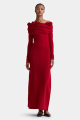 Evelyn Floral Applique One Shoulder Maxi Dress