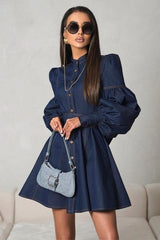 Lena Puff Sleeve Denim Mini Dress