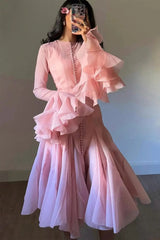 Gloria Long Sleeve Flared Hem Midi Dress