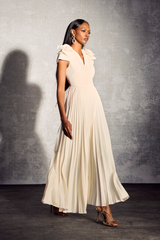 Grace V-neck Floral Pleated Maxi Dress