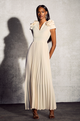 Grace V-neck Floral Pleated Maxi Dress