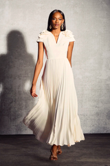 Grace V-neck Floral Pleated Maxi Dress