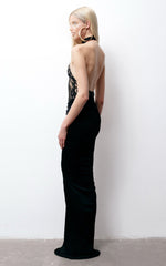 Janice Halterneck Lace Floral Maxi Dress