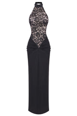 Janice Halterneck Lace Floral Maxi Dress