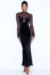 Zona See-through Velvet Maxi Dress
