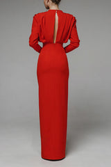 Novia Long Sleeve High Split Maxi Dress
