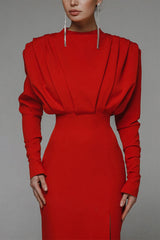 Novia Long Sleeve High Split Maxi Dress