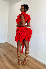 Layered Ruffle V-neck Mini Dress