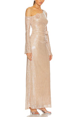 Eartha One Shoulder Floral Sequin Maxi Dress