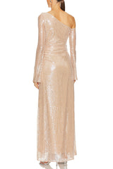 Eartha One Shoulder Floral Sequin Maxi Dress