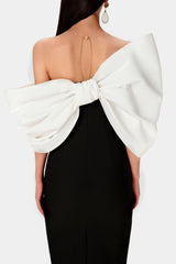 Delancy Bowknot Contrast Midi Dress