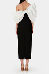 Delancy Bowknot Contrast Midi Dress