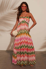 Martha Chevron Print Spaghetti Strap Maxi Dress