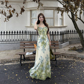 Sweet Flower Ruffle Waist Sleeveless Dress