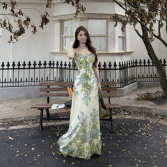 Sweet Flower Ruffle Waist Sleeveless Dress