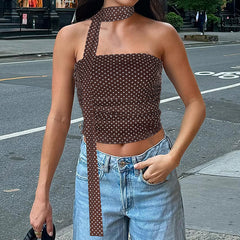 Dotted Print Slim-Fit Tube Top