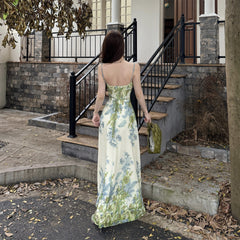 Sweet Flower Ruffle Waist Sleeveless Dress