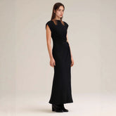 Pleated button-embellished dress