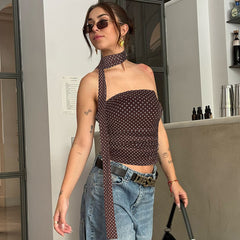 Dotted Print Slim-Fit Tube Top