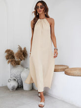 Long Back Seaside Holiday Halter Dress