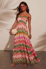 Martha Chevron Print Spaghetti Strap Maxi Dress