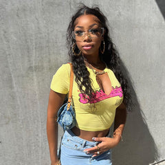 Hollowed-Out Short-Sleeved T-Shirt Top