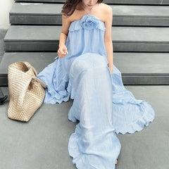 3D Flower Dress with Dynamic Ruffles