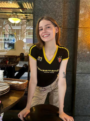 American Retro Raglan Sleeve Sports Short-Sleeved T-Shirt