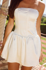 Temperament slim-fit satin tube top bud dress