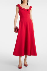 Roxanne Embellished Floral Round Neck Midi Dress-Sunfere