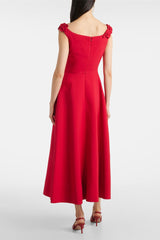 Roxanne Embellished Floral Round Neck Midi Dress-Sunfere