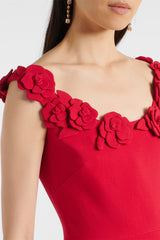 Roxanne Embellished Floral Round Neck Midi Dress-Sunfere