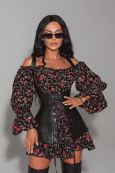 Emma Floral Printed Corset Mini Dress