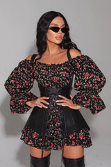 Emma Floral Printed Corset Mini Dress